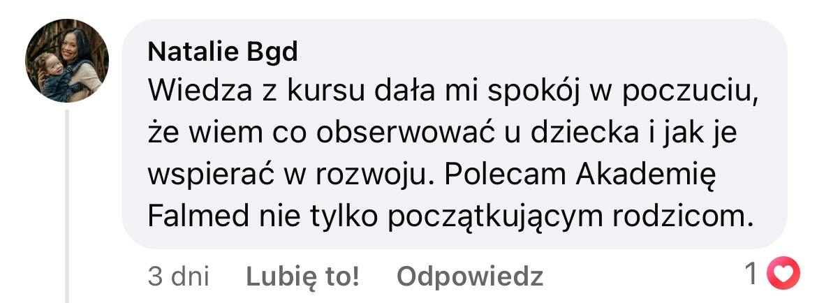 Opinia mamy o spokoju, który dała wiedza z kursu
